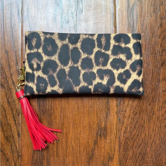Leopard Mini Makeup Junkie Bag with red tassel - Picture 2 of 4